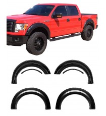 Fender Flares for 2009-14 Ford F150 (Styleside Only) - Pocket Riveted Style in Paintable Smooth Matte Black