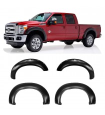 Fender Flares for 2011-16 Ford F250/F350 (Single Rear Wheel Only) - Pocket Riveted Style in Paintable Smooth Matte Black