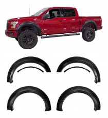 Fender Flares for 2015-17 Ford F150 - Pocket Riveted Style in Paintable Smooth Matte Black - Incompatible with Technology Package 68T w/Lane Keeping Sensors