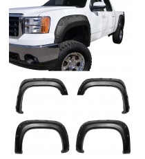 Fender Flares for 2007-13 GMC Sierra 1500 (Regular & Long Bed Only) - Pocket Riveted Style in Paintable Smooth Matte Black