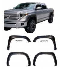 Galaxy Auto Fender Flares for 2014-17 Toyota Tundra - Pocket Riveted Style in Paintable Smooth Matte Black - 4 Piece Set