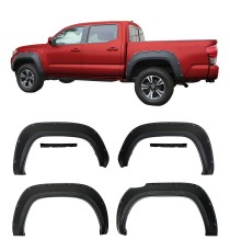 Fender Flares for 2016-20 Toyota Tacoma - Pocket Riveted Style in Paintable Smooth Matte Black