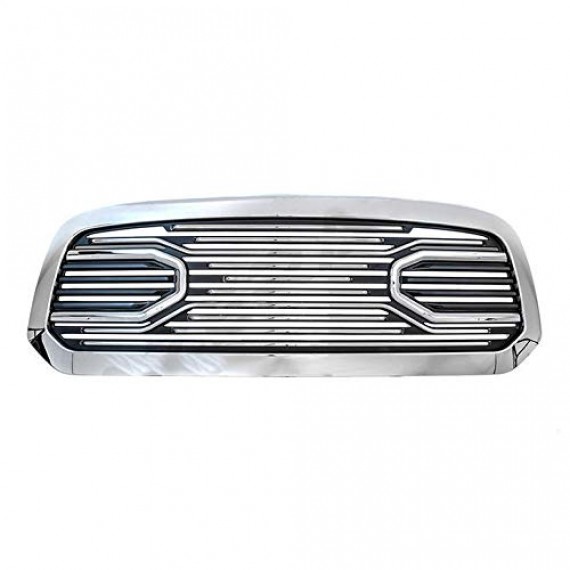 Front Grille for 2013-18 Dodge Ram 1500 (Incl. 2019 Classic Models) - Chrome/Black RAM Style