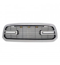 Front Grille for 2013-18 Dodge Ram 1500 (Incl. 2019 Classic Models) - Chrome with Three LED Lights Front Grille for 2013-18 Dodge Ram 1500 (Incl. 2019 Classic Models) - Chrome with Three LED Lights