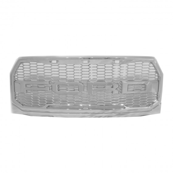Front Grille for 2015-17 Ford F150 - Chrome Raptor Style with Mesh Front Grille for 2015-17 Ford F150 - Chrome Raptor Style with Mesh