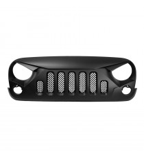 Angry Bird Style Front Grille for 2007-17 Jeep Wrangler JK - Matte Black with Mesh