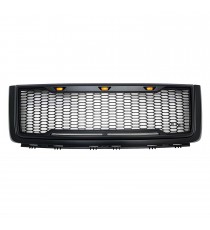Front Grille for 2007-13 GMC Sierra 1500 - Matte Black Honeycomb Mesh Style with Three LED Lights