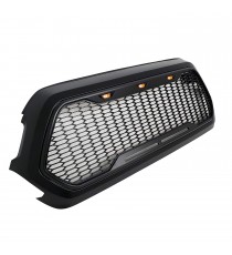 Front Grille for 2016-19 Toyota Tacoma - Matte Black Honeycomb Mesh Style with Three LED Lights