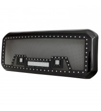 Front Grille for 2011-16 Ford F250/F350 - Black Stainless Steel Wire Mesh with Rivets and LED Lights