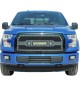 Front Grille for 2015-17 Ford F150 - Black Stainless Steel Wire Mesh with Rivets and LED Lights