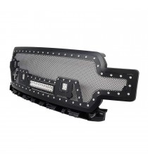 Front Grille for 2018-20 Ford F150 - Black Stainless Steel Wire Mesh with LED Lights
