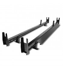 Universal Roof Ladder Rack for Vans Without Rain Gutters - Adjustable Dual Cross Bar with Two Ladder Stoppers