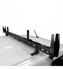 Universal Roof Ladder Rack for Vans Without Rain Gutters - Adjustable Dual Cross Bar with Two Ladder Stoppers