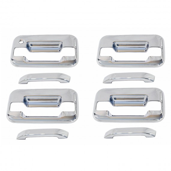 Chrome Door Handle Covers for 2009-14 Ford F150-4 Door (No Keypad Cutout) Chrome Door Handle Covers for 2009-14 Ford F150-4 Door (No Keypad Cutout)