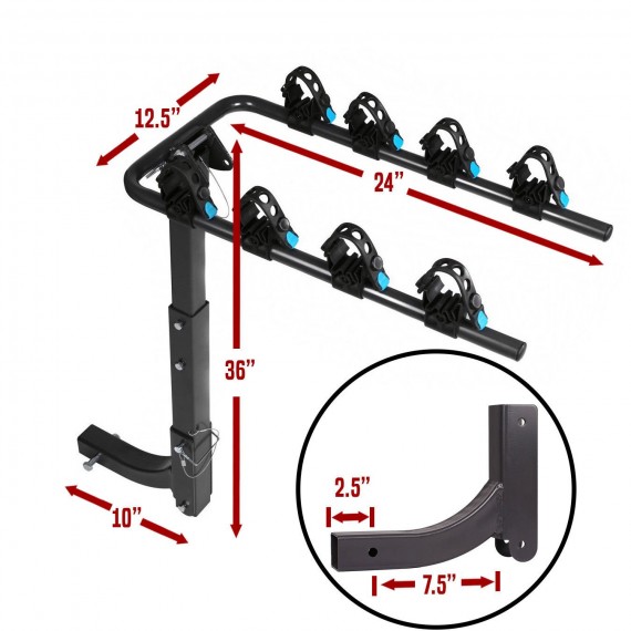 Swing Away Hitch Mount Bike Rack for 4 Bikes - Fits 2" Receivers ONLY