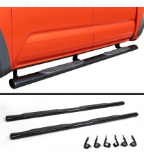 4" Oval Straight Running Boards for 2007-18 Chevy Silverado/GMC Sierra 1500/2500/3500 Ext/Double Cab -  (Black)