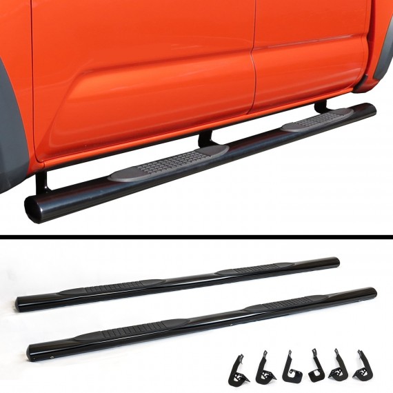 4" Oval Straight Running Boards for 2007-18 Chevy Silverado/GMC Sierra 1500/2500/3500 Ext/Double Cab - (Black) 4" Oval Straight Running Boards for 2007-18 Chevy Silverado/GMC Sierra 1500/2500/3500 Ext/Double Cab - (Black)