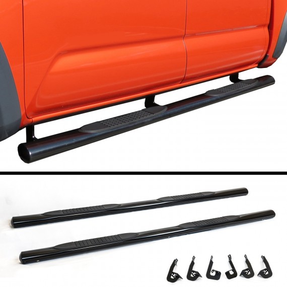 4" Oval Straight Running Boards for 2007-19 Toyota Tundra Crew Max -  (Black)