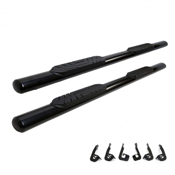 4" Oval Straight Running Boards for 2005-20 Toyota Tacoma Double/Crew Cab -  (Black)