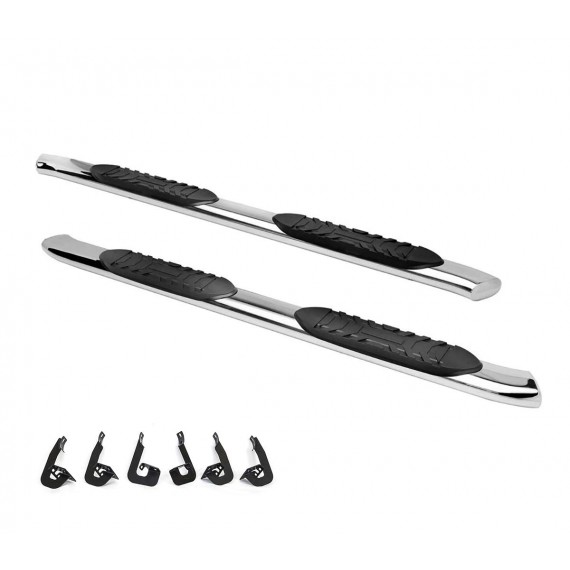 5'' Oval Curved Running Boards for 2015-20 Ford F150 & 2017-20 F250/F350/F450/F550 SuperCrew Cab - (Chrome)