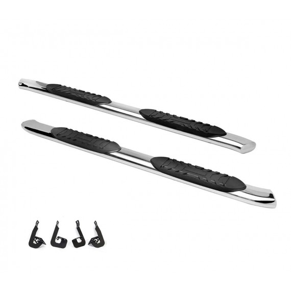 5'' Oval Curved Running Boards for 1999-2016 Ford F250/F350/F450/F550 Crew Cab - (Chrome)