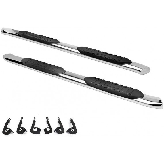 5'' Oval Curved Running Boards for 2001-13 Chevy Silverado/GMC Sierra 1500/1500HD/2500HD/3500 Crew Cab - (Chrome)