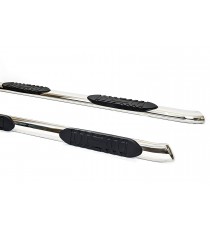 5" Oval Curved Running Boards for 2019-20 Chevy Silverado 1500 / GMC Sierra 1500 Crew Cab - (Chrome)