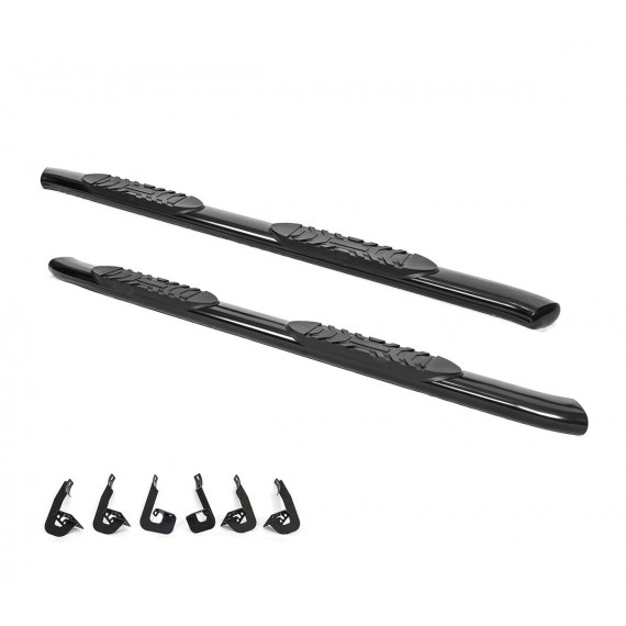 5" Oval Curved Running Boards for 2019-20 Chevy Silverado 1500 / GMC Sierra 1500 Crew Cab - (Black)