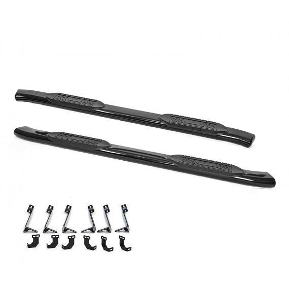 6" Oval Curved Running Boards for 2009-18 Dodge Ram 1500 Quad Cab - (Black)