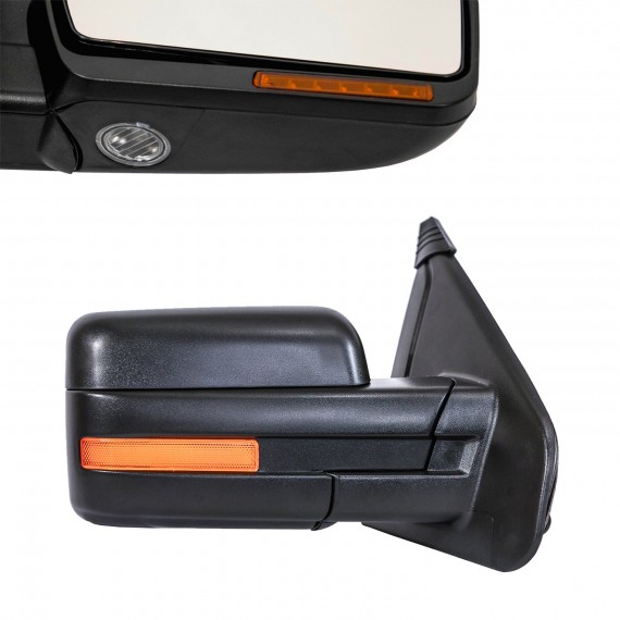 OE Style Replacement Side Mirror for 2007-14 Ford F150 - Black (Right Side Only)