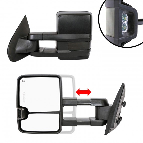 Towing Mirrors for 2007-13 Chevy Silverado 1500 / GMC Sierra 1500 & 2008-14 Silverado/Sierra 2500/3500 - Black Towing Mirrors for 2007-13 Chevy Silverado 1500 / GMC Sierra 1500 & 2008-14 Silverado/Sierra 2500/3500 - Black