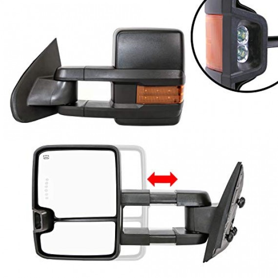 Telescopic Towing Mirrors 2014-18 Chevy Silverado/GMC Sierra 1500 & 2015-19 Silverado/Sierra 2500/3500 - Black