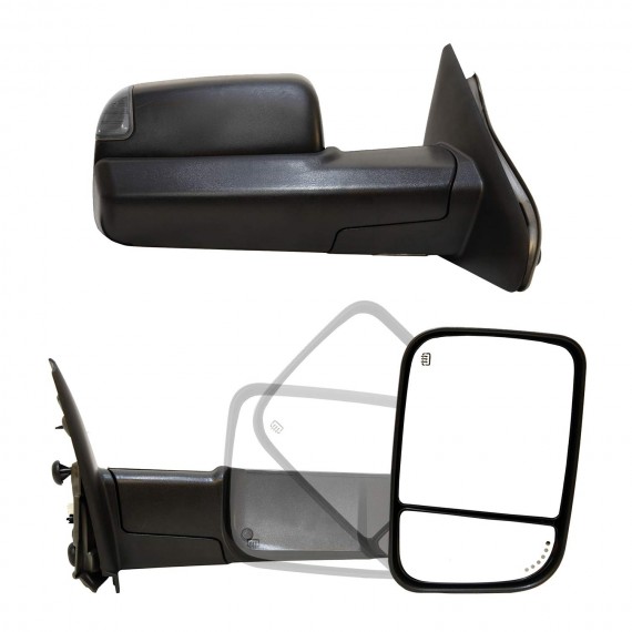 Towing Mirrors for 2003-08 Dodge Ram 1500/2500/3500 - Black