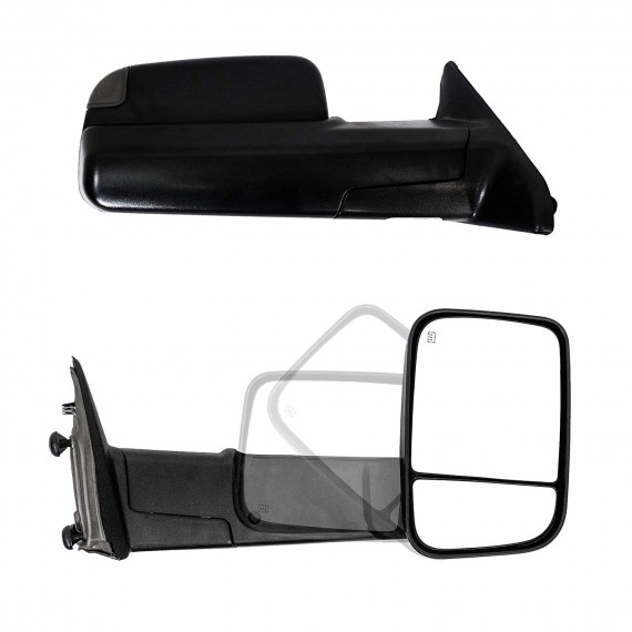 Towing Mirrors for 2010-18 Dodge Ram 1500/2500/3500 - Black Towing Mirrors for 2010-18 Dodge Ram 1500/2500/3500 - Black