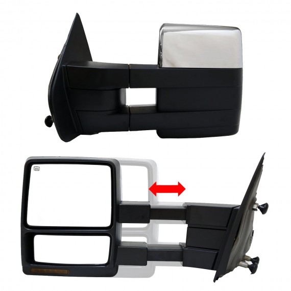 Telescopic Towing Mirrors for 2007-14 Ford F150 - Chrome