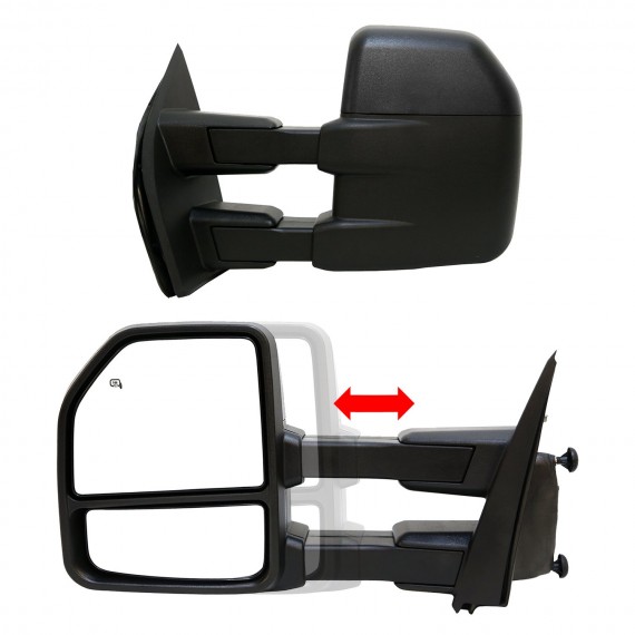 Telescopic Towing Mirrors for 2015-19 Ford F150 - Black