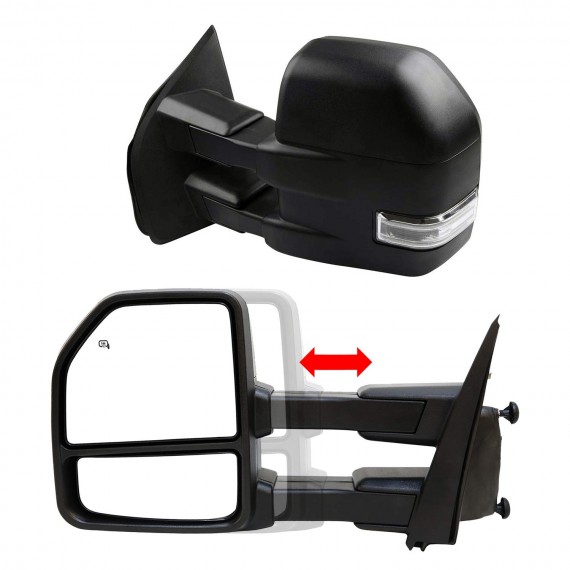 Telescopic Towing Mirrors for 2015-19 Ford F150 - Black