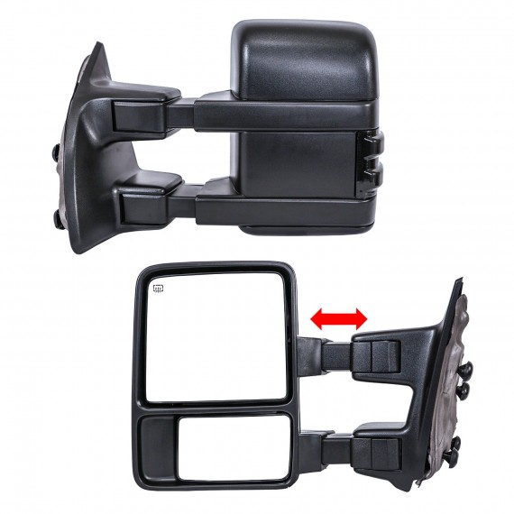 Telescopic Towing Mirrors 2008-16 Ford F250/F350/F450 - Black