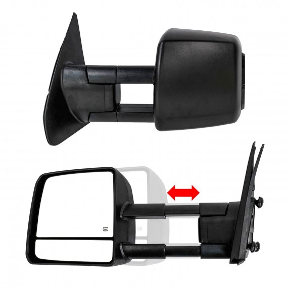 Telescopic Towing Mirrors for 2007-16 Toyota Tundra - Black